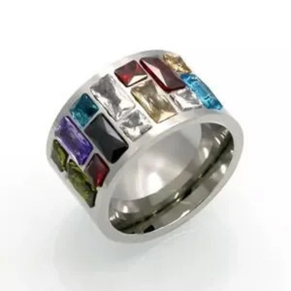 New Multicolor Crystal Ring Rainbow?Ring Size 6, 7